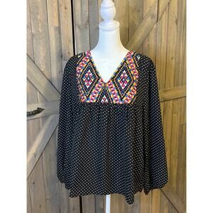 New without Tags Savanna Jane Embroidered Polka Dot Blouse